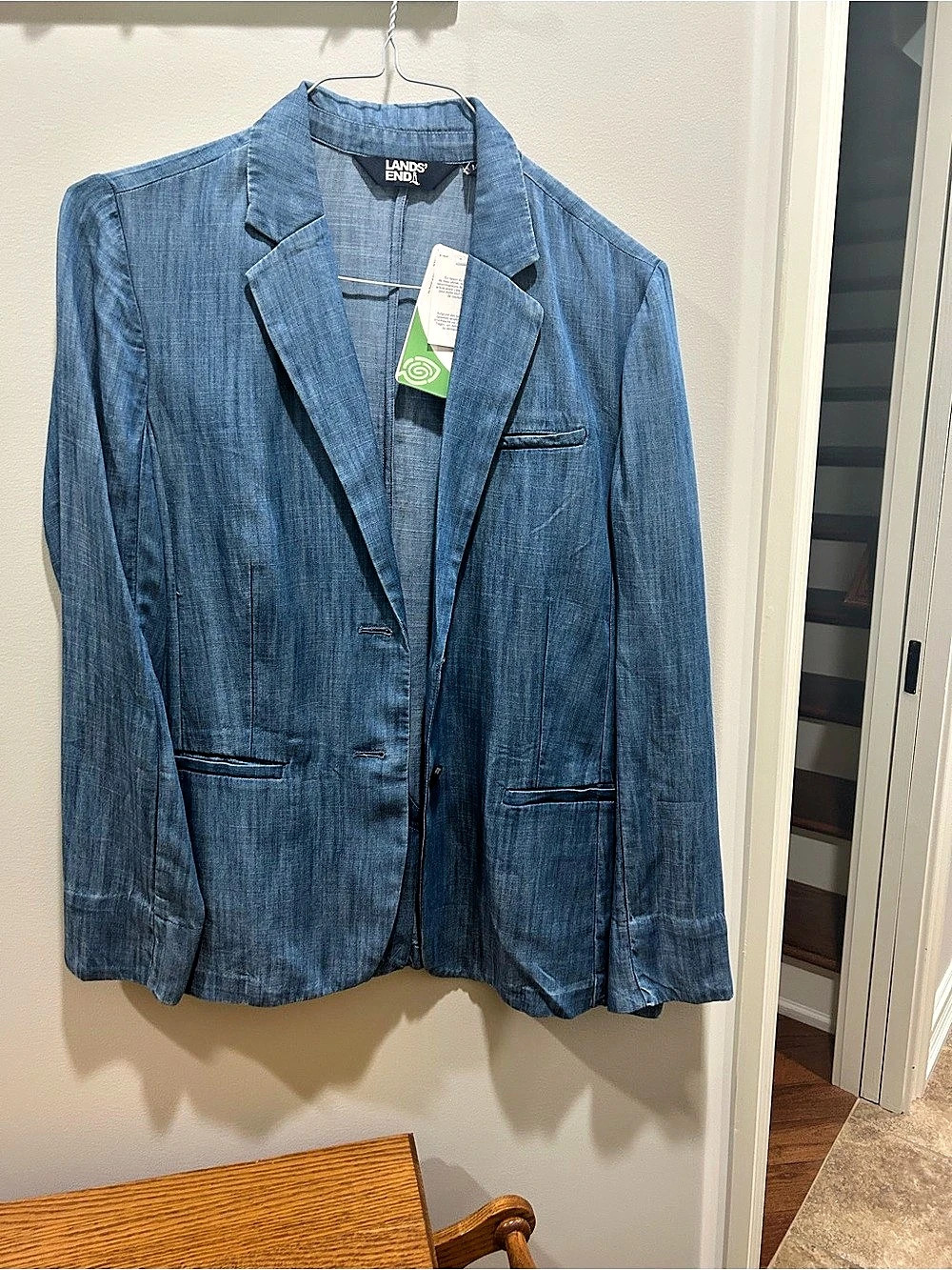 Lands' End Women's Indigo TENCEL Fiber Relaxed Blazer
